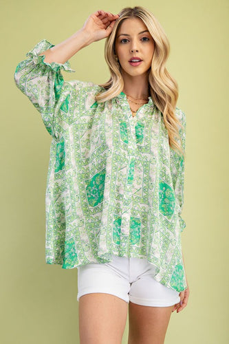 Rexi Scarf Blouse Green