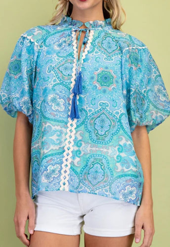 Medallion Blue Mix Blouse