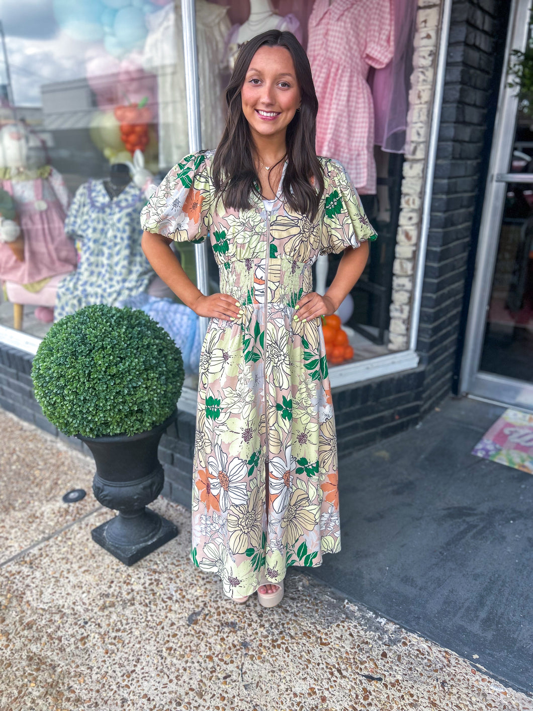 Lovely Latte Midi Zip Dress