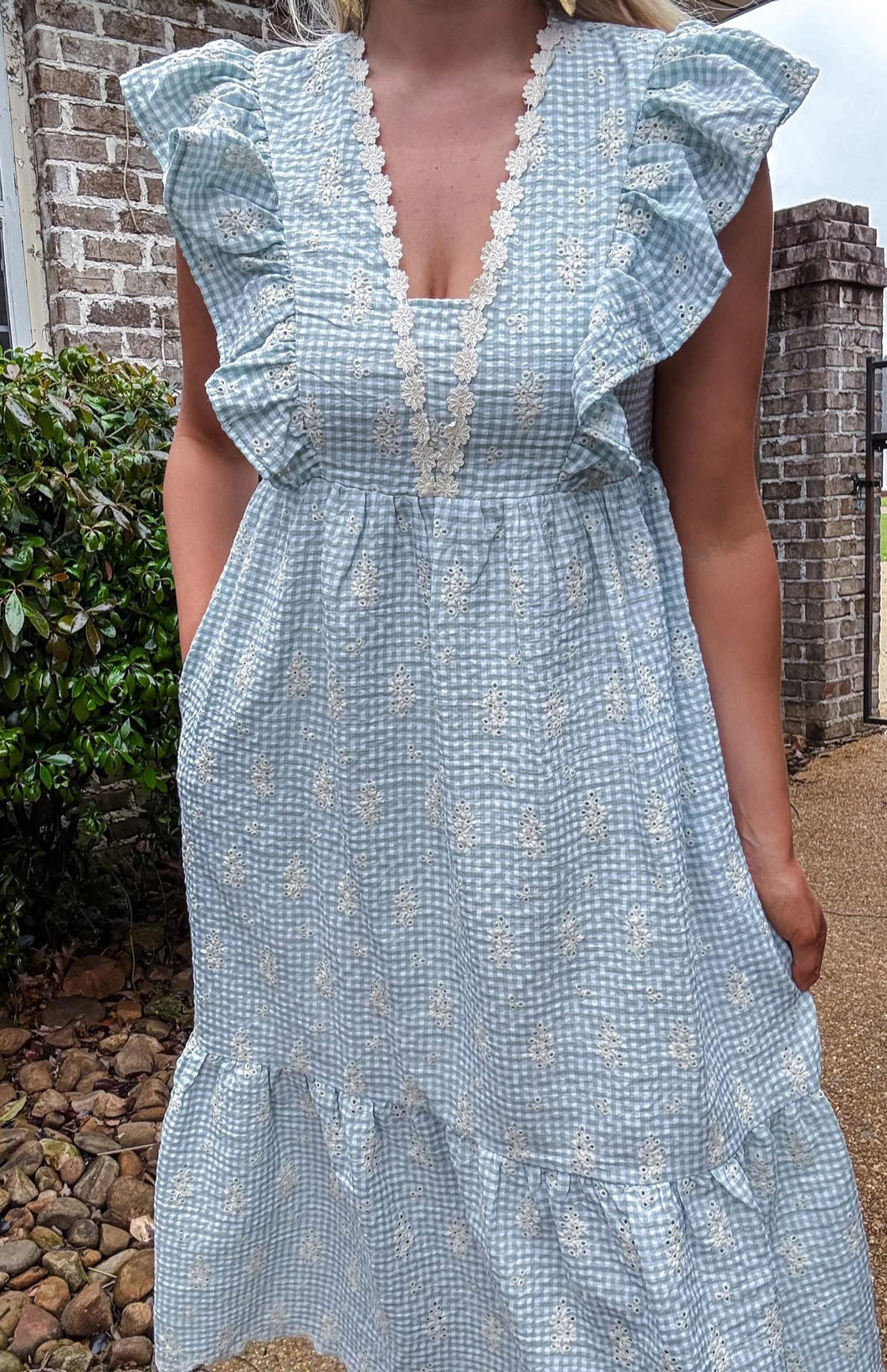 Sage Gingham Midi