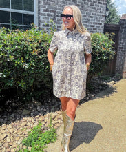 Load image into Gallery viewer, Beige Denim Floral Dress