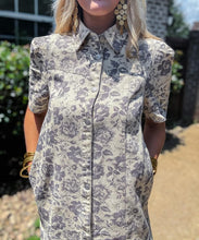 Load image into Gallery viewer, Beige Denim Floral Dress
