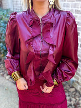 Load image into Gallery viewer, Wine &amp; Dine Ruffle Blouse