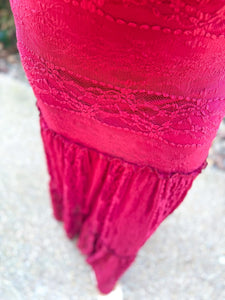 Maroon Lace Maxi Skirt