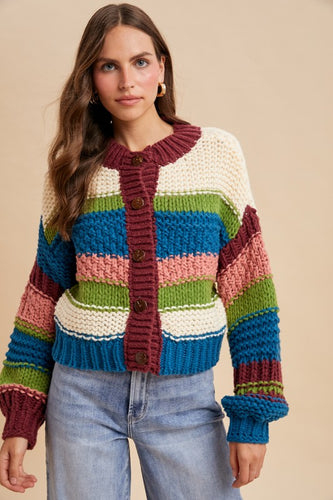 Chunky Knit Cardigan Teal