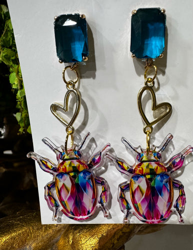 Bug Earrings Blue