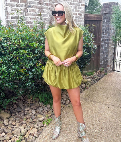 Lime Shimmer Skirt Set
