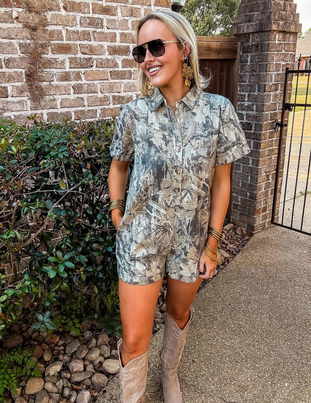 Camo Denim Romper