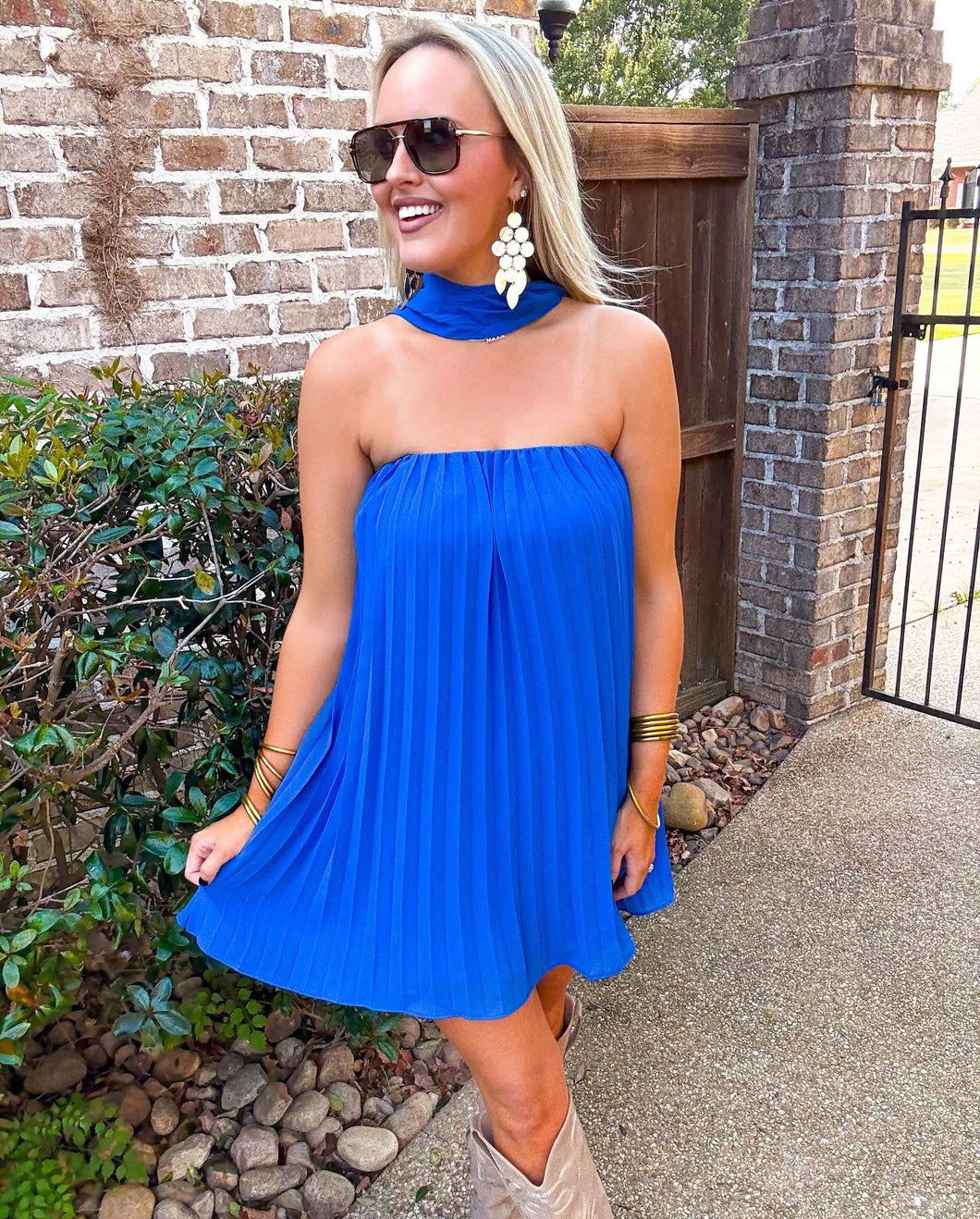 Royal Pleat Mini Dress