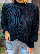 Load image into Gallery viewer, Black Zebra Velvet Top