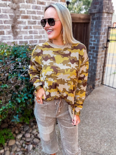 Olive Camouflage Sweater Top