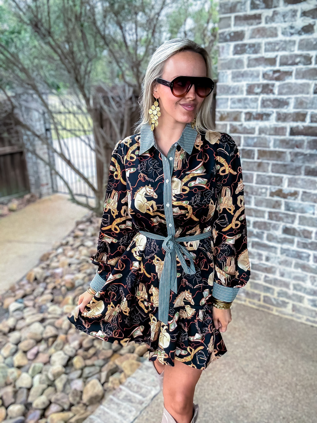 Black Multi Horse Print Dress