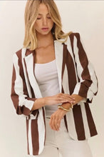 Load image into Gallery viewer, Vertical Striped Relaxed Blazer Chocolate