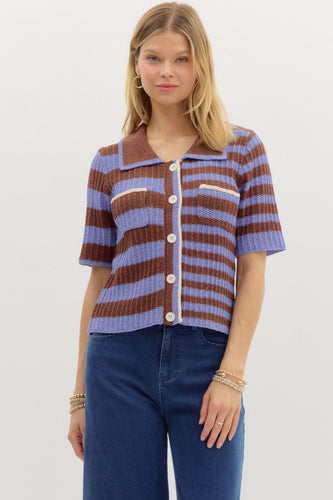 Blue Espresso Striped Sweater Top