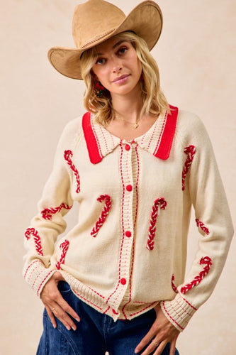 Candy Cane Collared Sweater