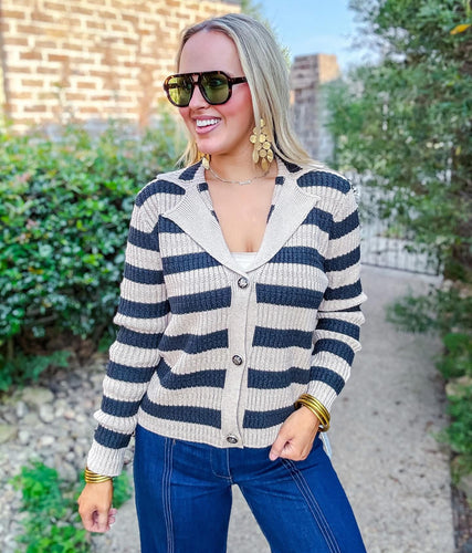 Black/Cream Striped Cardigan