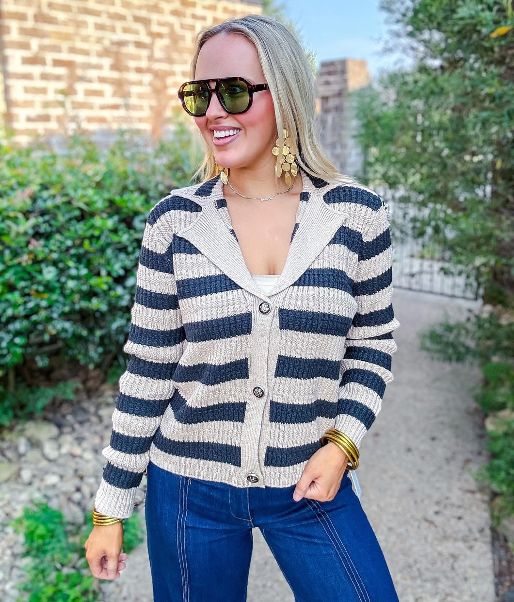 Black/Cream Striped Cardigan