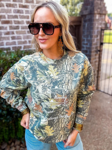 Keep Moving Forward Camo Sweatshirt