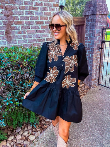 Black Flower Mix Dress