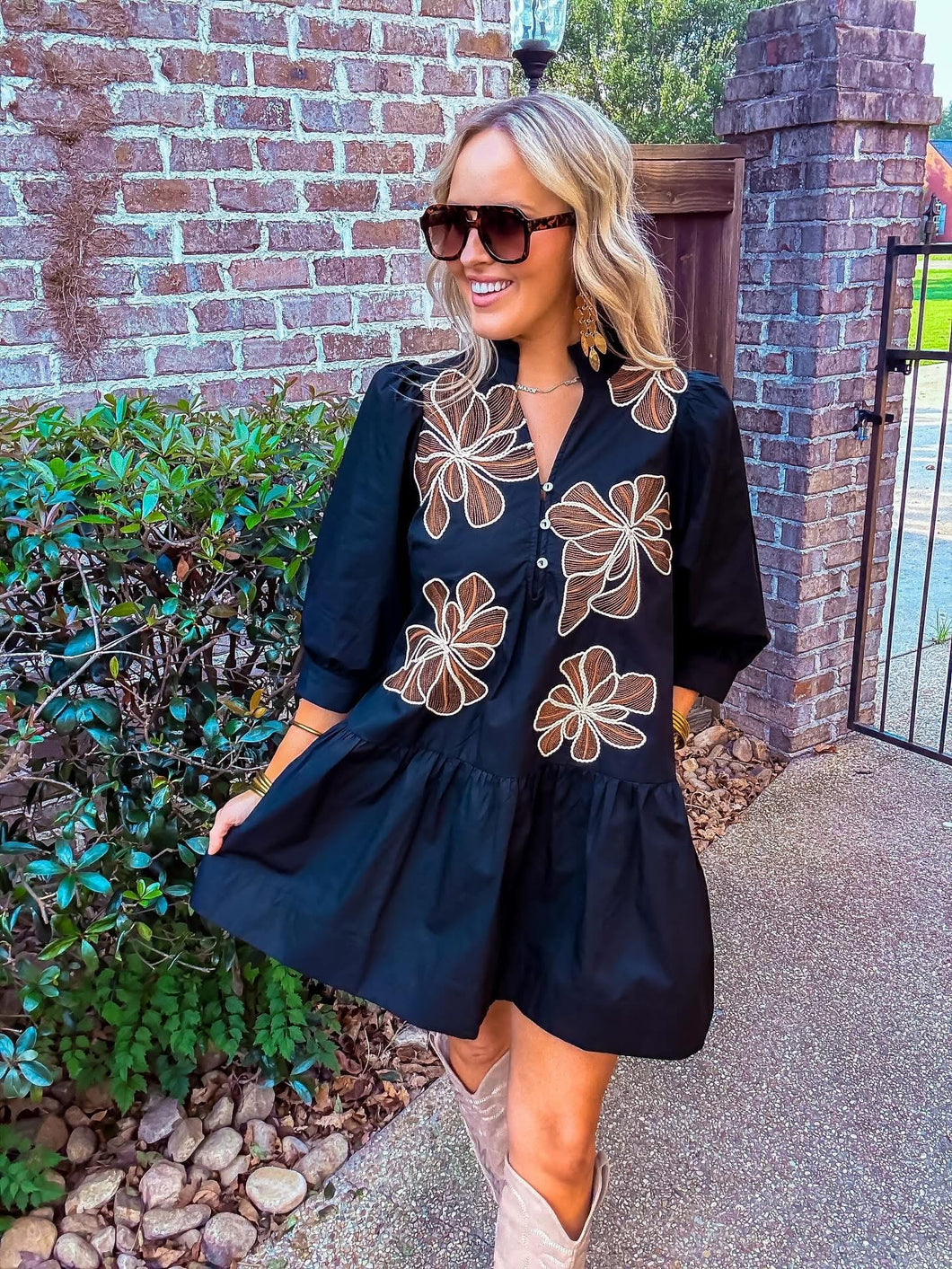 Black Flower Mix Dress