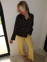 Load image into Gallery viewer, Black Polkadot Button Down Blouse
