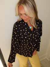 Load image into Gallery viewer, Black Polkadot Button Down Blouse