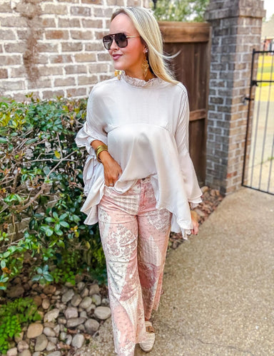 Love Shack Printed Pants Pink