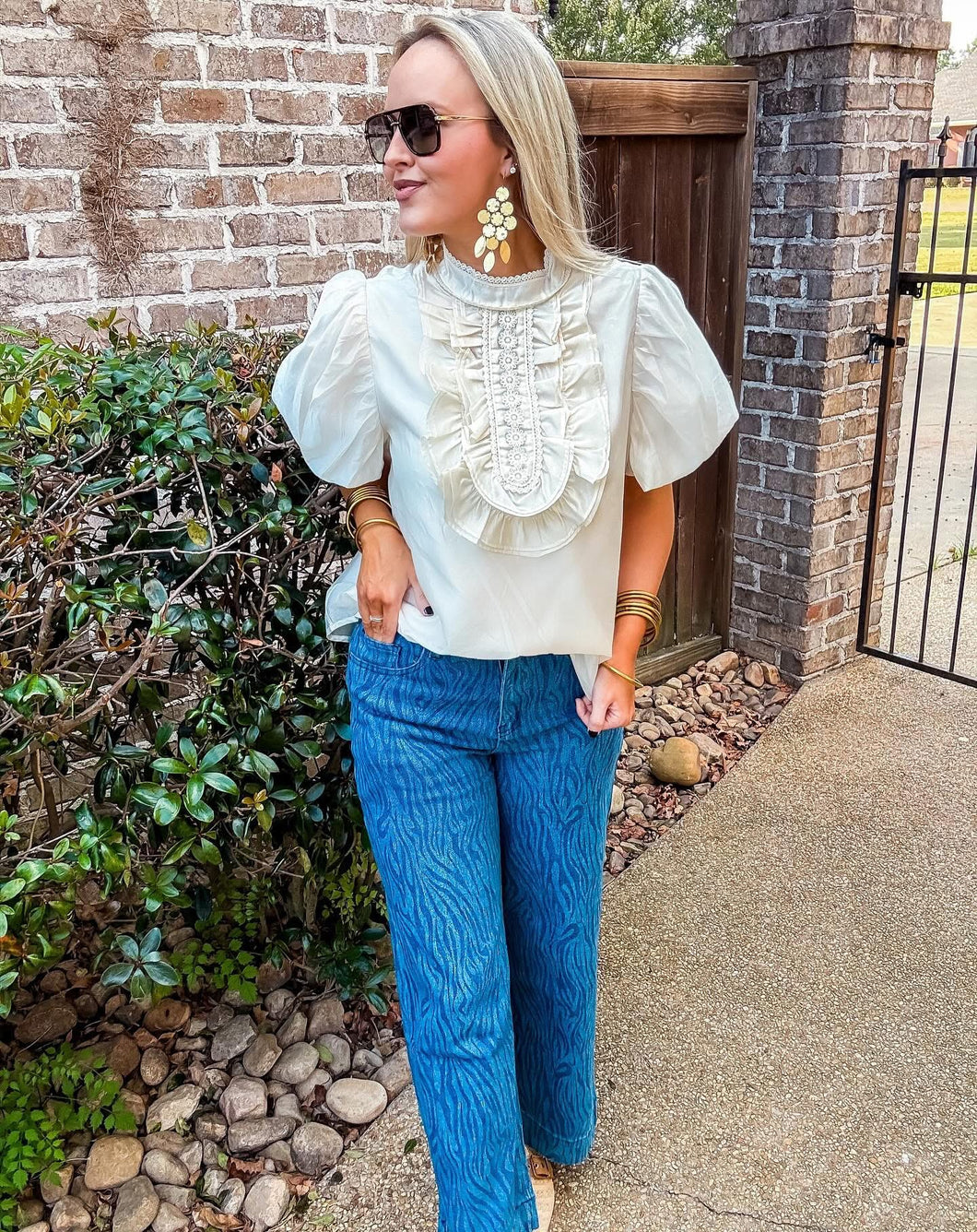 Washed Zebra Denim Pants