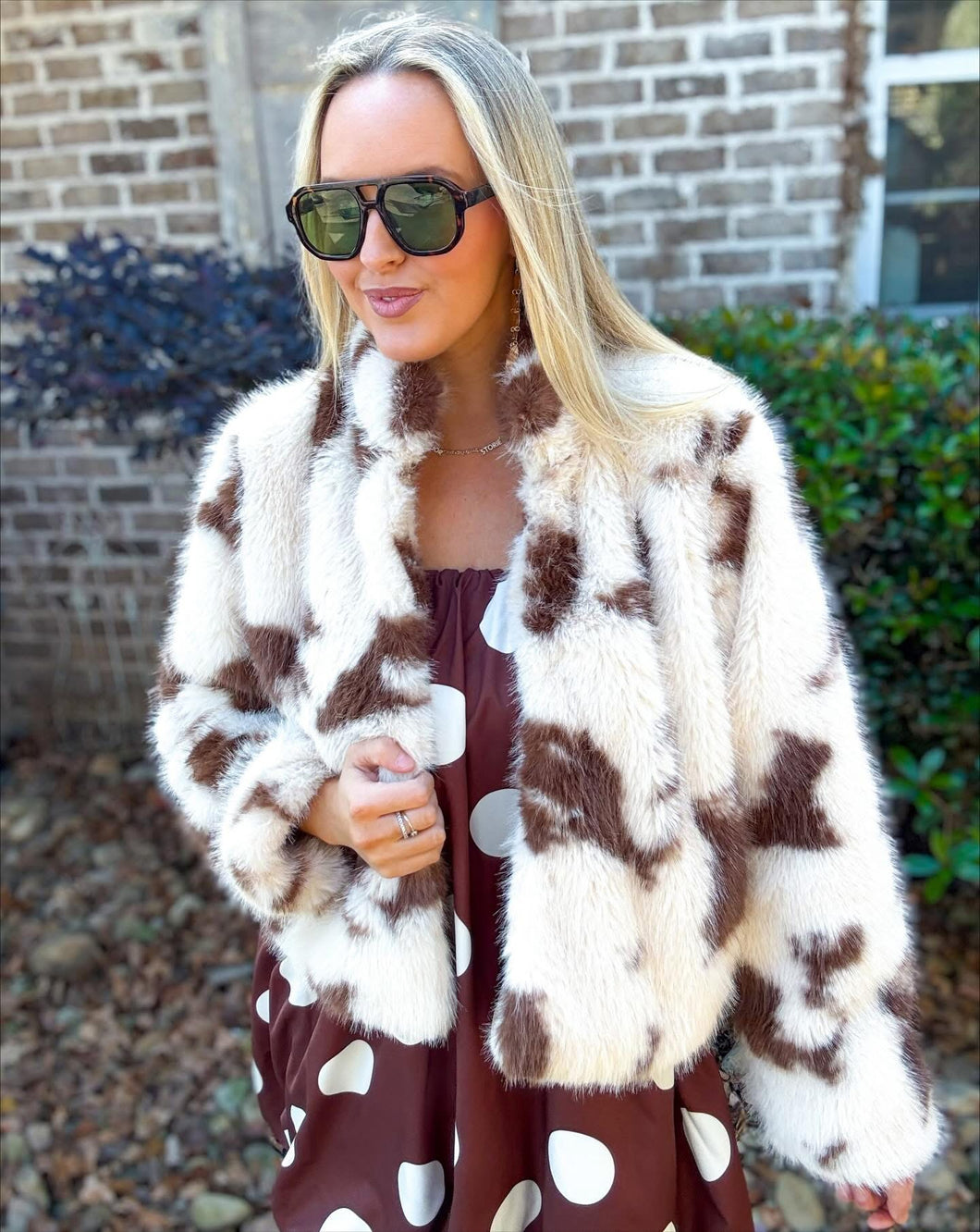 Mixed Print Fur Jacket