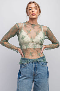 Lace Layering Top Green
