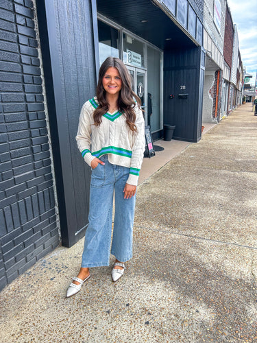 Varsity Blue/Green Mix Sweater