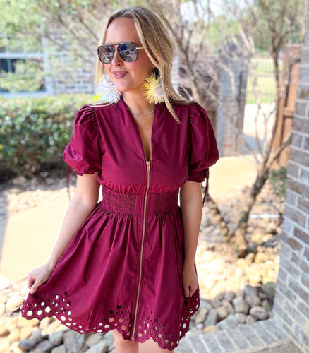 Burgundy Eyelet Dress