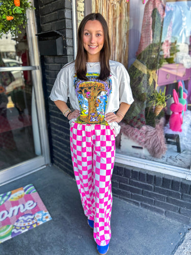 Emery Checkered Pants Pink