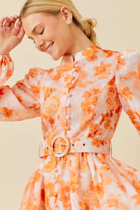 Cierra Orange Floral Dress