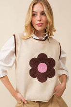 Load image into Gallery viewer, Cream/Brown Flower Sweater Vest