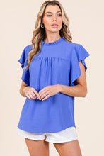 Load image into Gallery viewer, Flutters Ruffle Sleeve Top Blue