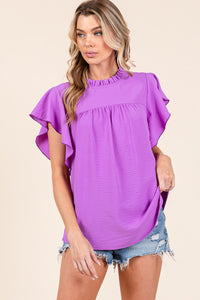 Flutters Ruffle Sleeve Top Lilac