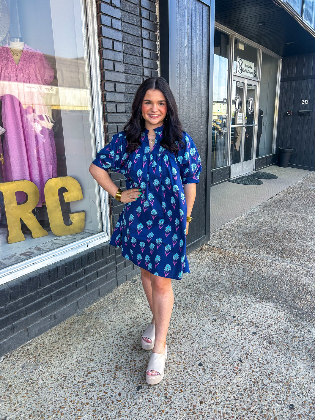 Ruffled Navy Mini Dress
