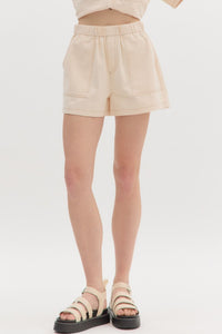 Ecru Stitched Shorts