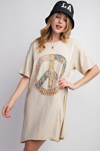 Peach Patchwork Dress Ecru