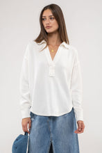 Load image into Gallery viewer, Harlee Ribbed Henley Top Ivory