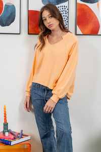 Lyla V-Neck Top Orange