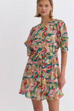Load image into Gallery viewer, Tyson Abstract Pink/Green Dress