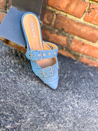 Denim Pointed Toe Flats