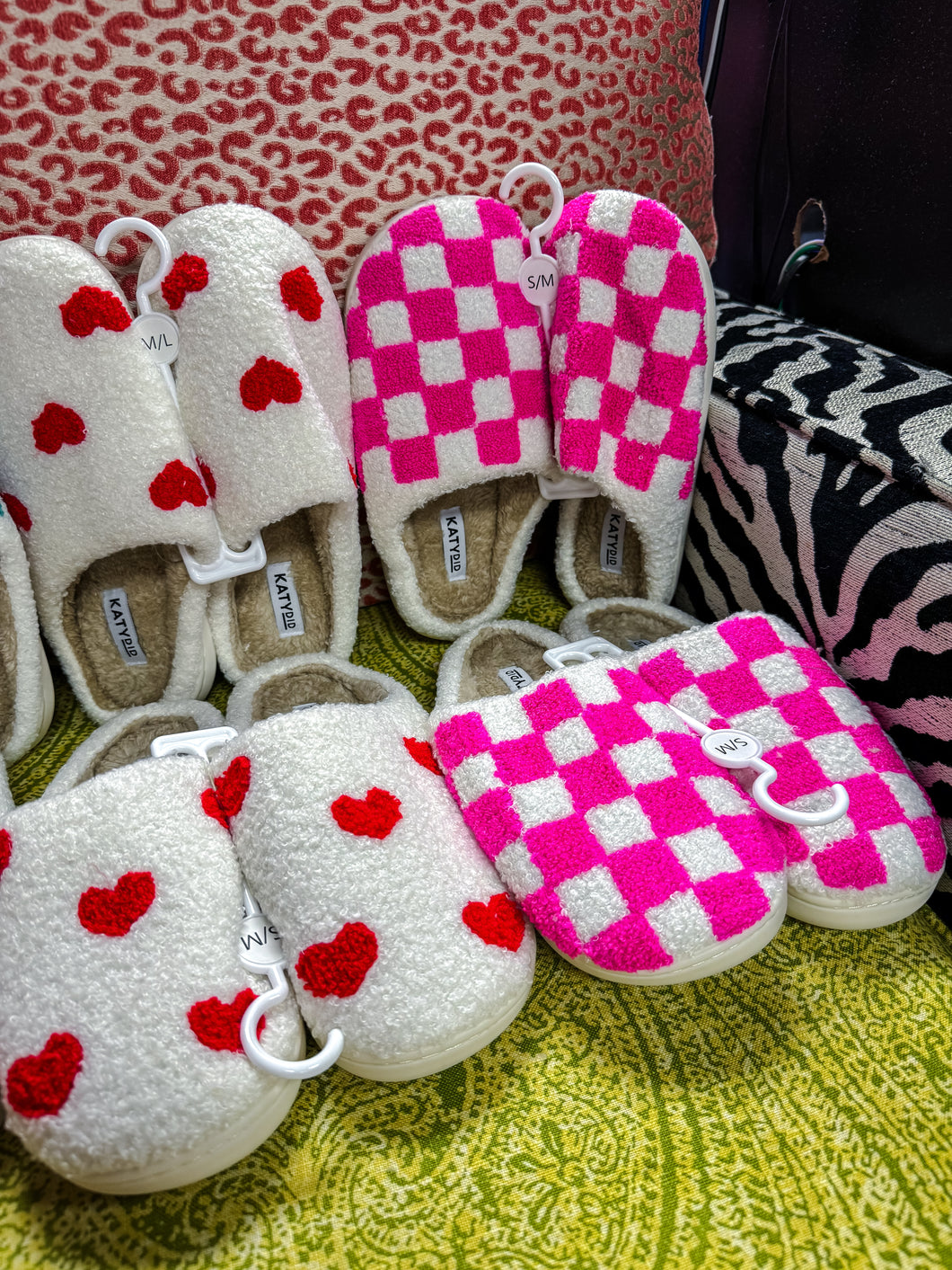 Hearts Patterned Slippers