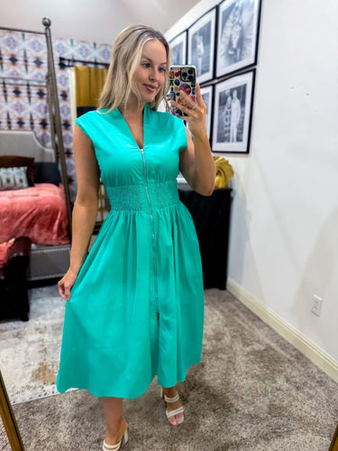 Ramsey Green Elastic Waist Dress