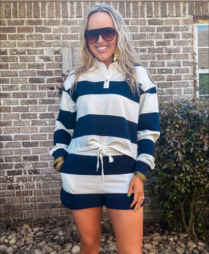 Navy Striped Skort Set