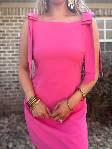 Anna Bow Dress Pink