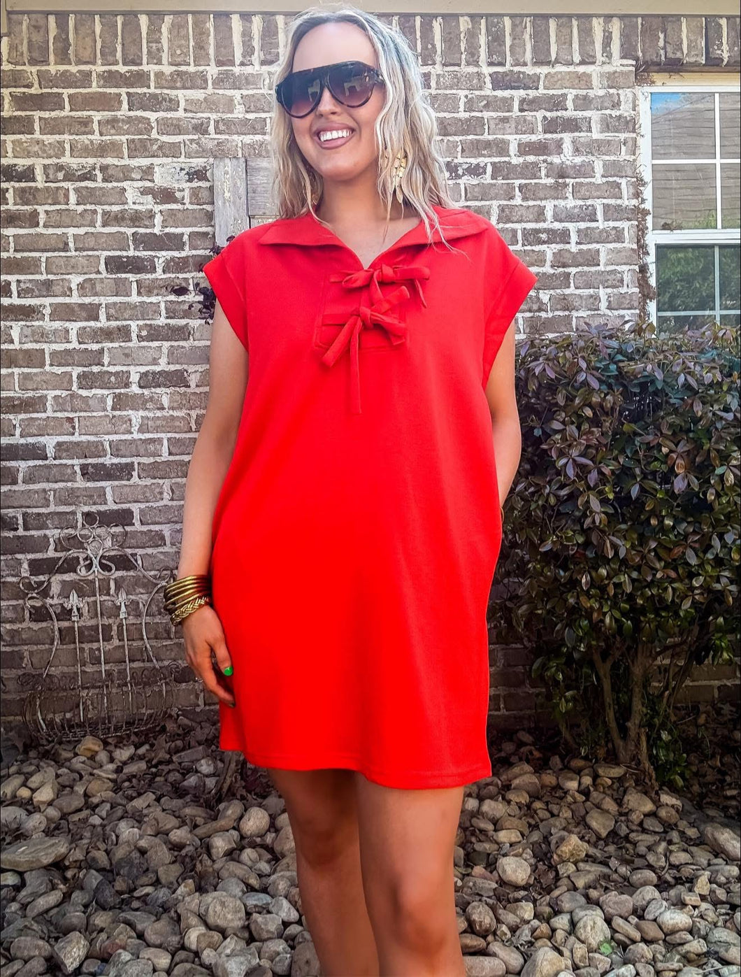 Holly Bow Dress Red