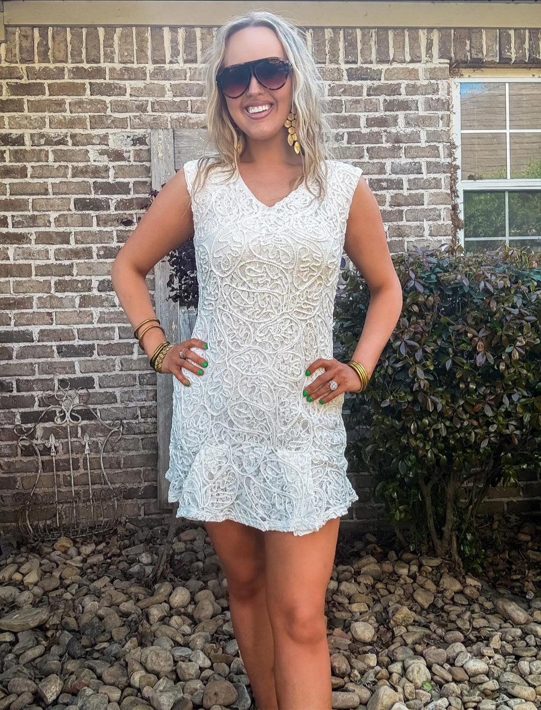 Harper Cream Detail Dress